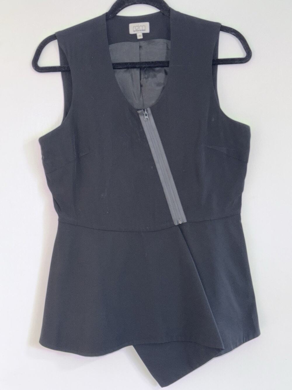 RDM by Rue du Mail Chic Sexy Black Clubwear Leather Zip Front Vest size 40